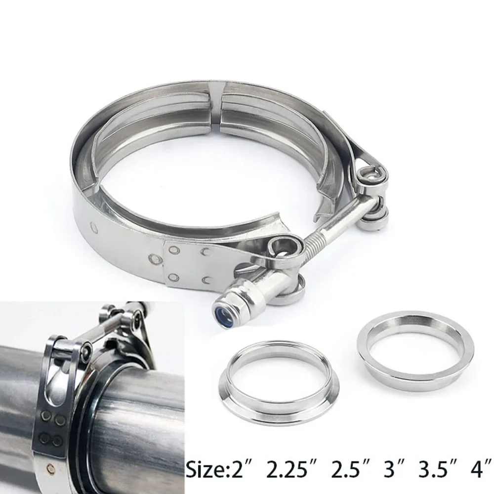 Exhaust V Band Clamp Flange Kit Stainless - Stainless Steel Male Female Flange V-band