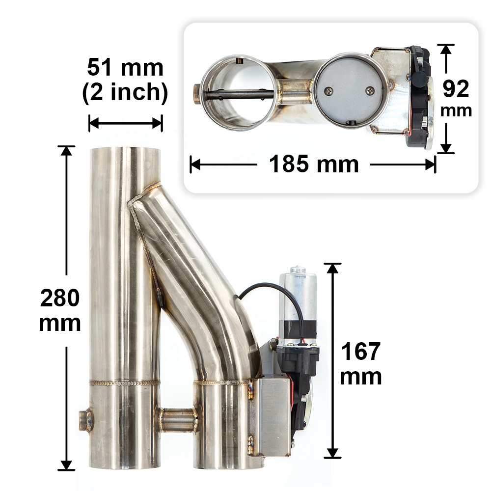 Dual Exhaust Cutout Valve Y Pipe Stainless - 2.0 Inch 304 Stainless Steel Type