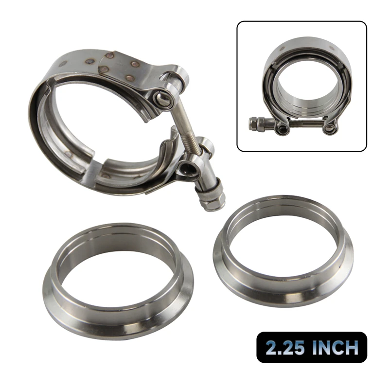 Exhaust V Band Clamp Flange Kit Stainless - 57mm Turbo Exhaust Downpipe Kit 2.25
