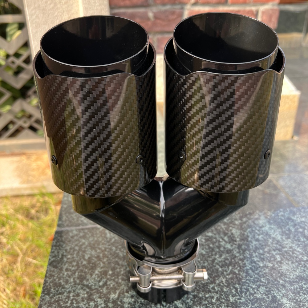 Exhaust Tips Dual Outlet Carbon Fiber 63Mm - Carbon Fiber Exhaust Tip Y Style
