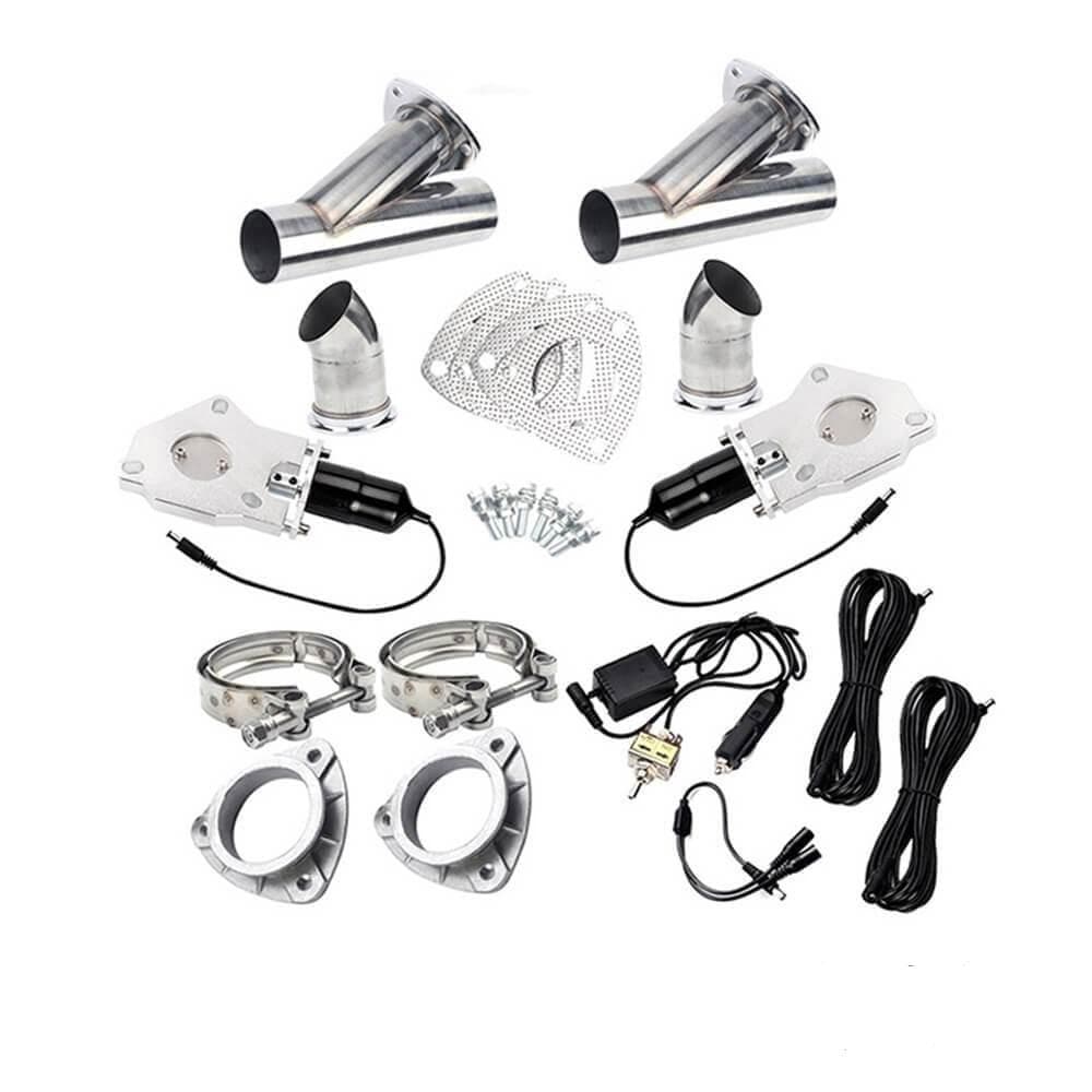 Dual Exhaust Cutout Valve Y Pipe Stainless - 2.0/2.25/2.5/3.0 Inch Dual Manual Switch Electric