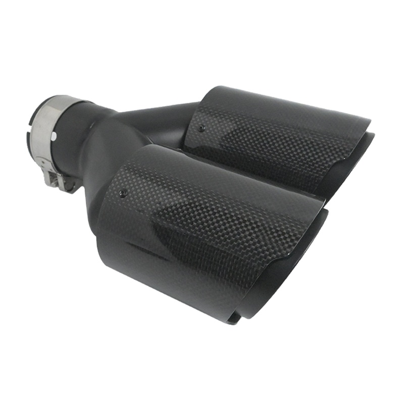 Exhaust Tips Dual Outlet Carbon Fiber 63Mm - Car Exhaust System Y Type Tailpipe