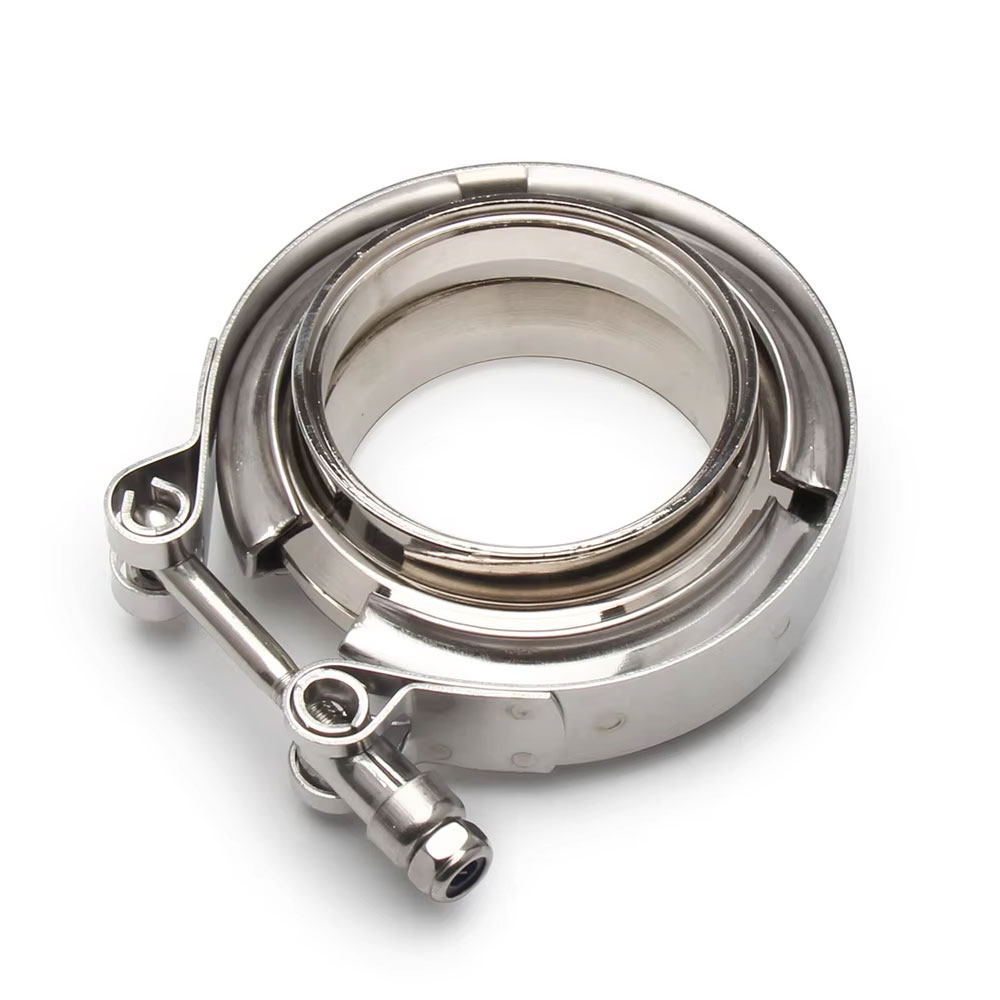 Exhaust V Band Clamp Flange Kit Stainless - Universal Male Female Flange V‑band Clamp