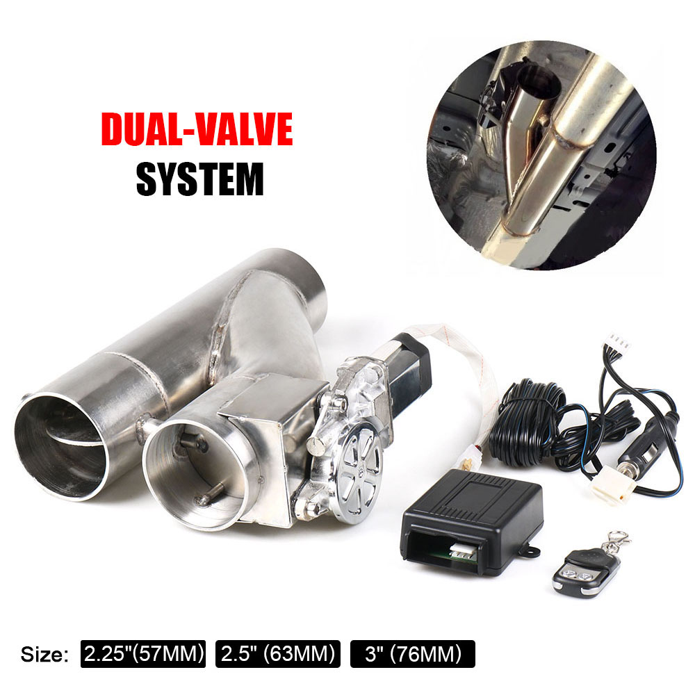 Dual Exhaust Cutout Valve Y Pipe Stainless - Stainless Steel Headers 2.25''/2.5'' /3.0'' Y