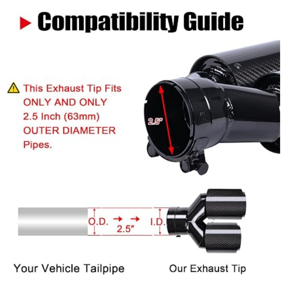 Carbon Fiber Exhaust Tip Dual  - Exhaust Tips Dual Outlet Carbon Fiber 63Mm review and price