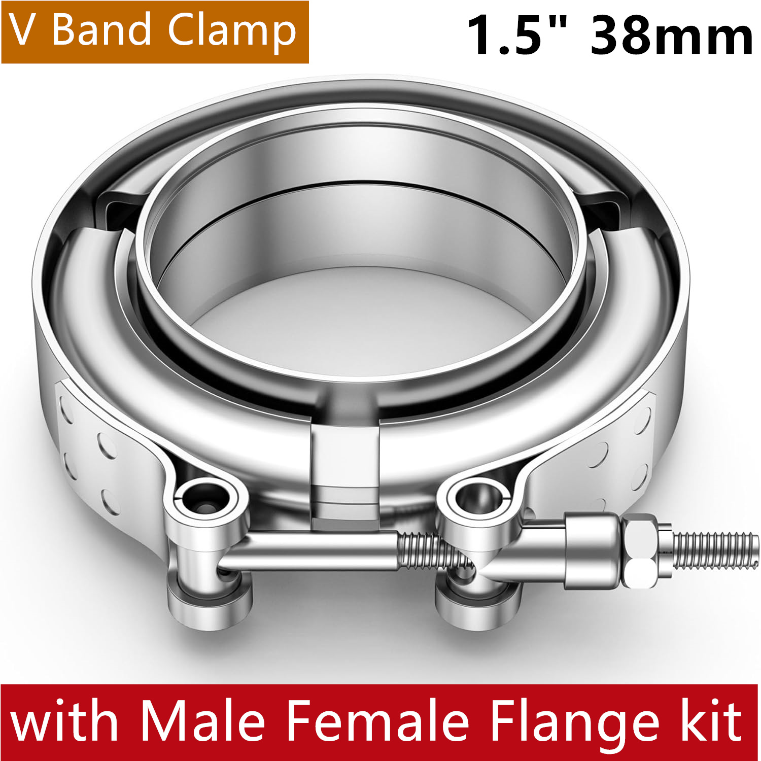 V Band Clamp With Male Female  - Exhaust V Band Clamp Flange Kit Stainless review and price