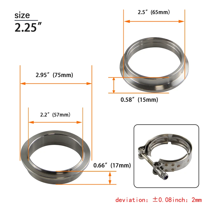 57mm Turbo Exhaust Downpipe Ki - Exhaust V Band Clamp Flange Kit Stainless review and price