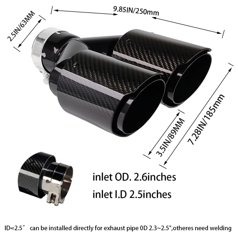 Carbon Fiber Exhaust Tip Y Sty - Exhaust Tips Dual Outlet Carbon Fiber 63Mm review and price