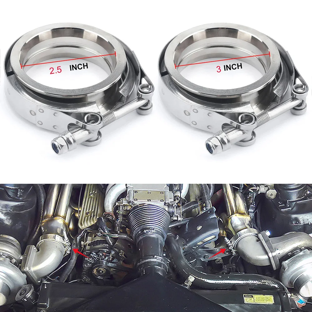 Universal Male Female Flange V - Exhaust V Band Clamp Flange Kit Stainless review and price