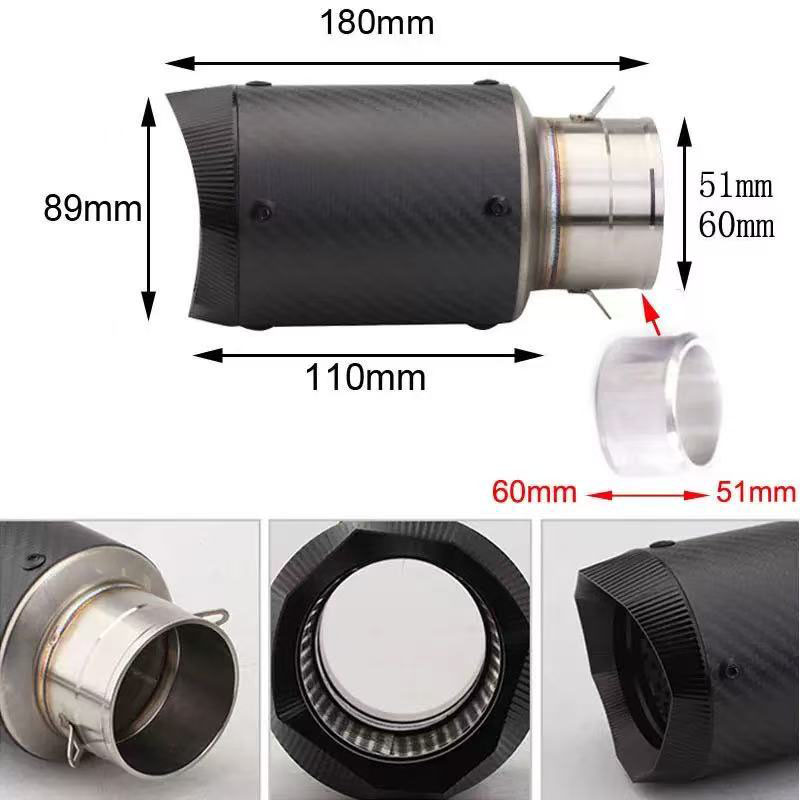 Universal AR 51mm 60mm  Carbon - Exhaust Muffler Stainless Steel Universal review and price